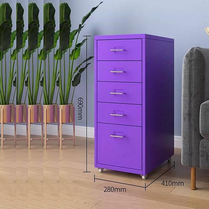 File Cabinet Multilayer Tin Cabinet Household Storage Narrow Storage Cabinet File Cabinet Office Drawer Cabinet (Color : Purple)