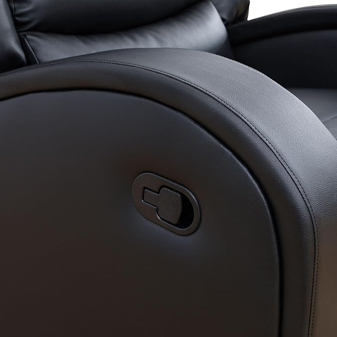 Oversized Faux Synthetic Leather Chairs for Living Room Comfy Wide Lazy Boy Home Theater Seating Recliner for Apartment/Office Black