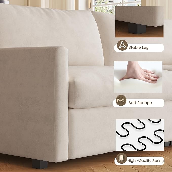 Guyii 70inch Beige Loveseat Sofa 2 Seats Couch with Deep Seats Comfy Sofa Couch Soft Cushion Small Space for Living Room Apartment Easy to Assemble