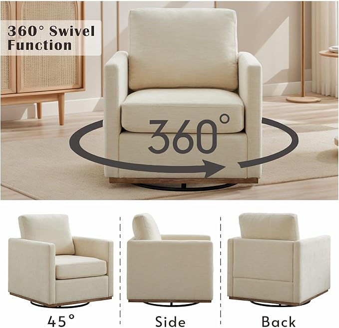 Mlmh &amp Kngwa 30.7 Swivel Accent Chair Set of 2 for Living Room Mid Century Modern Armchair Reading Chairs for BedroomChenilleBeige