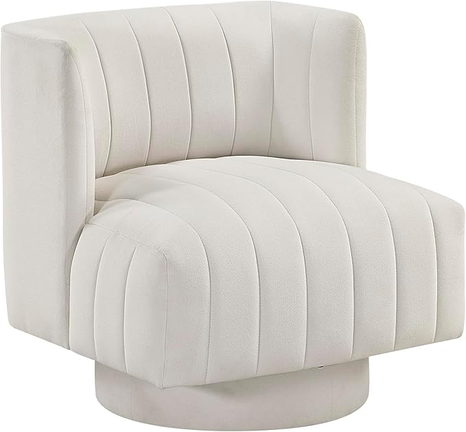 Lexicon Swivel Accent Chair Textured Fabric Upholstered 360 Degree Swivel Barrel Chair with Channel Tufted Comfort Seat for Living Room Bedroom Office Easy Assembly Beige