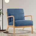 Mid Century Modern Accent Chair with Lumbar Pillow Upholstered Chair for Living Room Accent Chair with Solid Wood Frame Reading Chair Armchair for Bedroom Small Spaces Blue