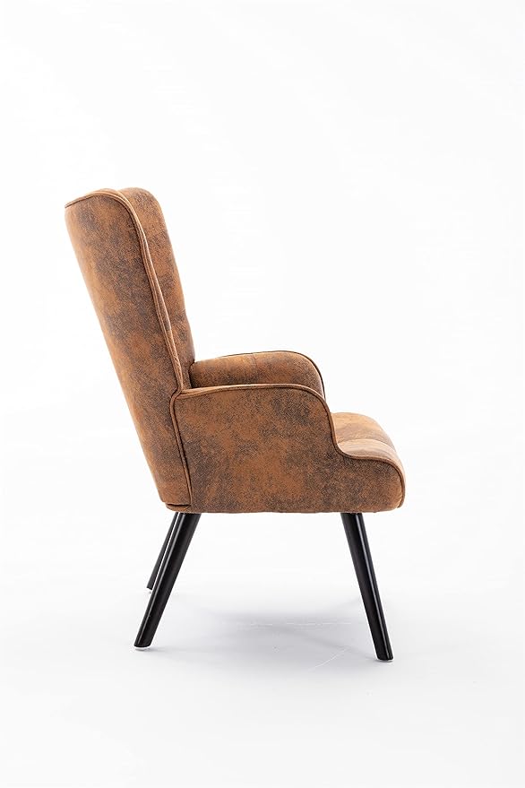 Accent Chair Living Room/Bed Room Modern Leisure Chair Coffee Color Microfiber Fabric