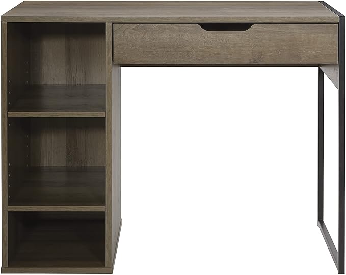 OSP Home Furnishings Ravel 40-Inch Wide Writing Desk Grey Oak