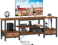 Sweetcrispy Entertainment Center with Stoage Wood TV Stand with Drawers for 75 Inch+ TVS Television Stands for Living Room Media Console with Charging Station Drawers Shelf Sturdy Frame 63'' Rustic