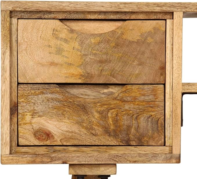 Wooden Writing Computer Desk with 4 Drawers and a Shelf Home Office Desk Writing Study Table PC Desk Workstation for Bedroom Solid Mango Wood 45.3x18.5x29.9