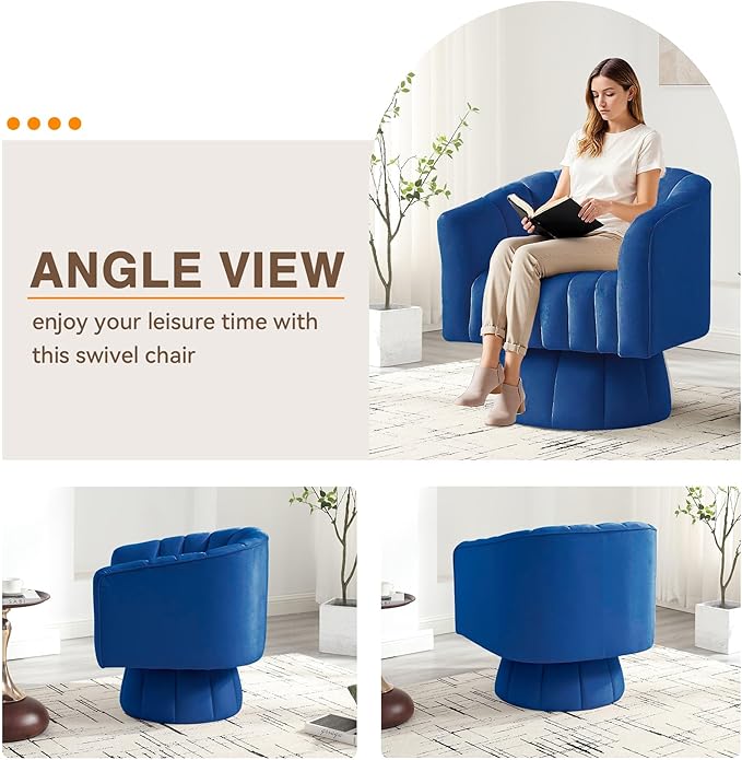 YSICK Swivel Accent Chair360°Swivel Barrel Chairs Mid-Century Chair with Wide Upholstered Modern Velvet Fabric Round Armchair for Living Room Lounge Bedroom