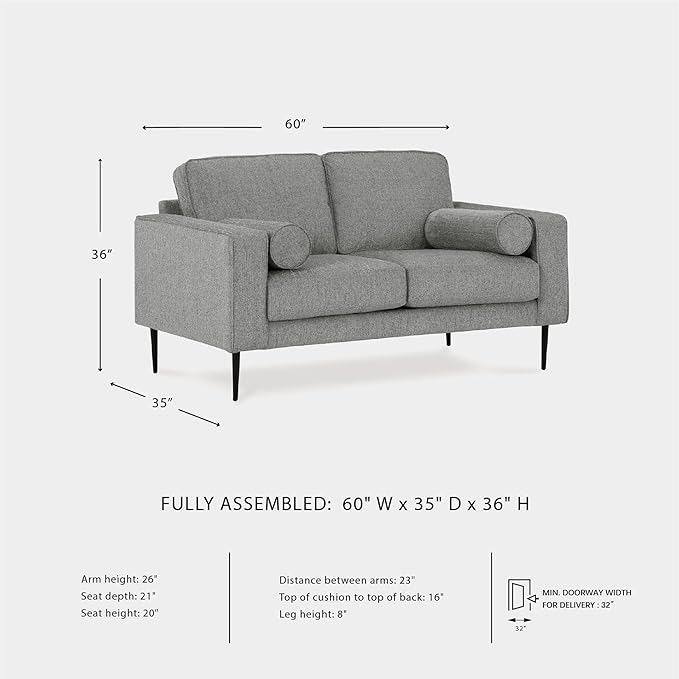 Signature Design by Ashley Hazela Casual Loveseat with 2 Bolster Pillows Gray