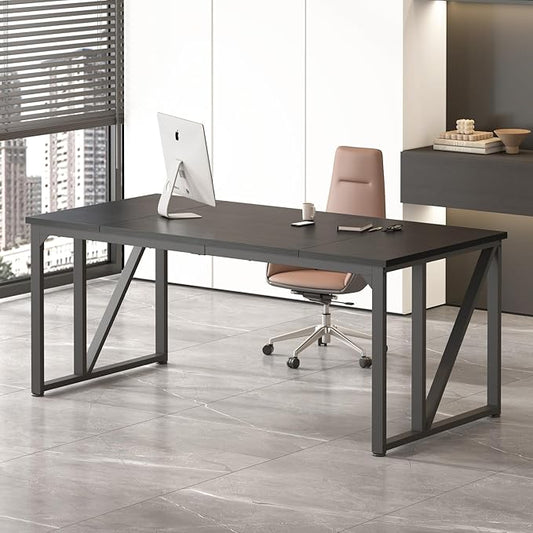 70×30.7 Inch Computer Desk with Deeper &amp Thicker Desktop Executive Office Desk with Metal Frame Gaming Writing Work Desk for Home Office Study Bedroom Work from Home (Black)