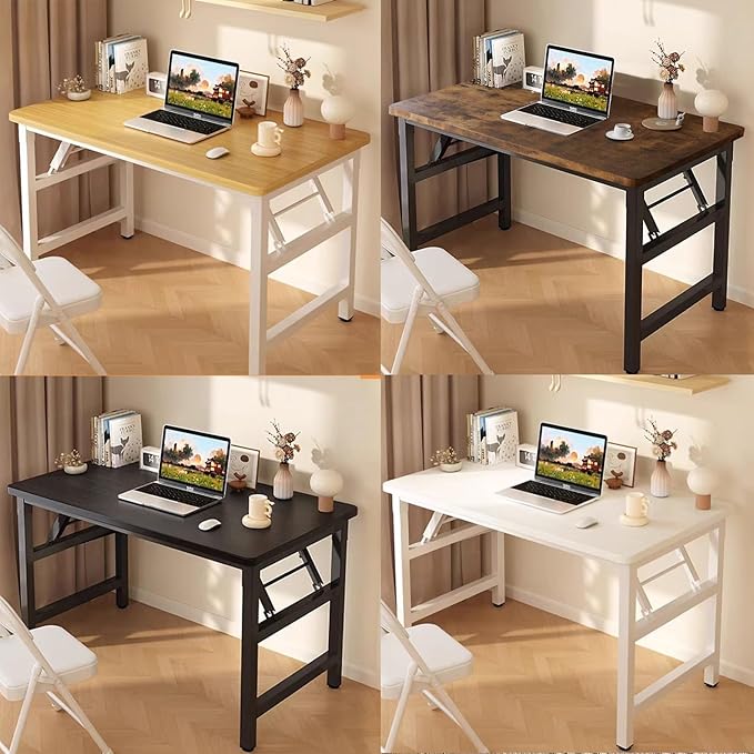 39.4 Inch Folding TableSquare Folding Desks for Small SpaceSmall Foldable Desk No AssemblyRustic Brown.