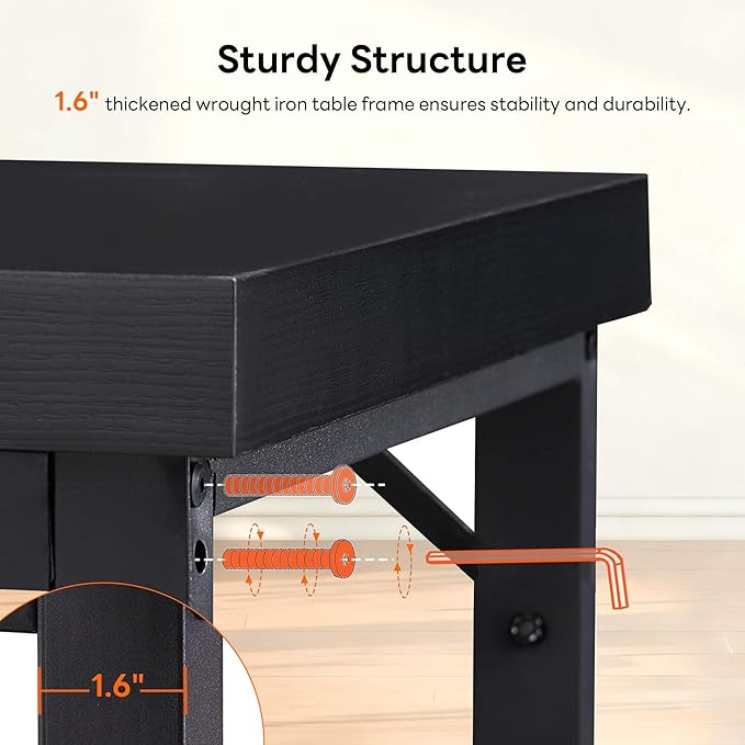 ivinta L Shaped Desk Modern Corner Home Office Computer Desk with 2 Thicker Desktop for Study Work Simple Reversible Worksation with Metal Frame for Bedroom Living Room Novas (Black)