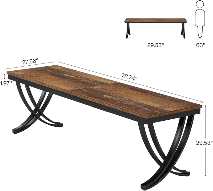 Tribesigns 2 Person Office Computer Desk 78.7-Inch Extra Long Desk Large Double Desk for Two People Workstation Work Desk for Home Office with Stylish Legs (Brown)