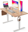 CubiCubi 55 x 28 Large Standing Desk Height Adjustable Electric Computer Desk 28 Deep Desktop Sit Stand up Home Office Workstations with 4 Preset Heights Light Rustic
