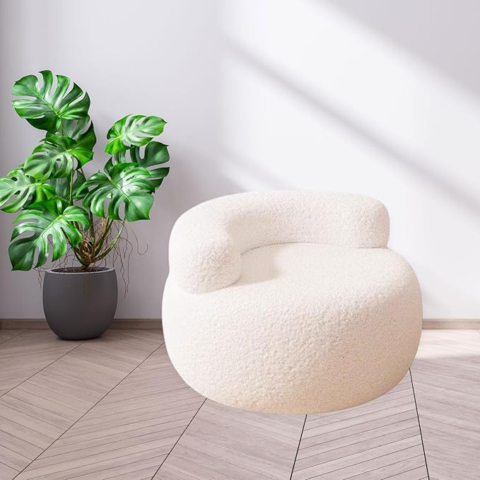Footstool Lazy Sofa Mordern Seat Furniture Accent Chair Ottoman Floor Sofa for Living Room Office Entryway Playroom Bedroom White