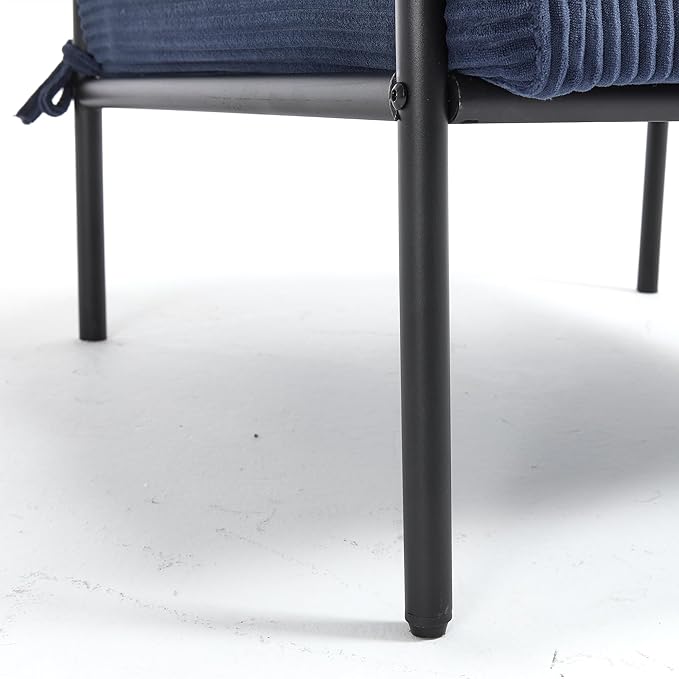 Modern Velvet Accent Chairs Set of 2 Comfy Large Living Room Sofa Chair Upholstered Fabric Armchair with Pillow and Metal Legs for Office/Bedroom/Reading Blue