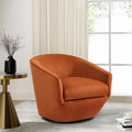Swivel Barrel Accent Chair Modern Round Velvet Fabric Arm Chair for Living Room Bedroom Comfy Club Reading Chairs for Adults(Velvet Orange Set of 1)
