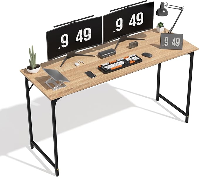 55 Inch Office Desk Modern Simple Style Computer Desk and Study Table with Sturdy Metal Frame Writing Work Desk for Home Office Gaming Desk for Gaming Room Nature