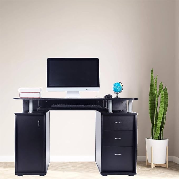 Computer DeskComputer Writing Desk with 1 Door &amp 3 DrawersHome Office Study DeskStudy Writing Desk for Bedroom Workstation