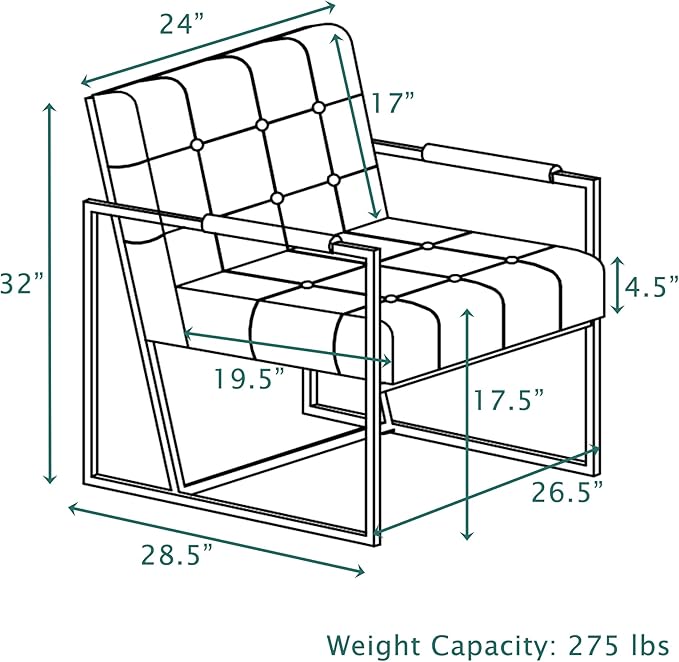 Morden Fort Luxury Chair for Living Room Accent Chair with Golden Metal Frame