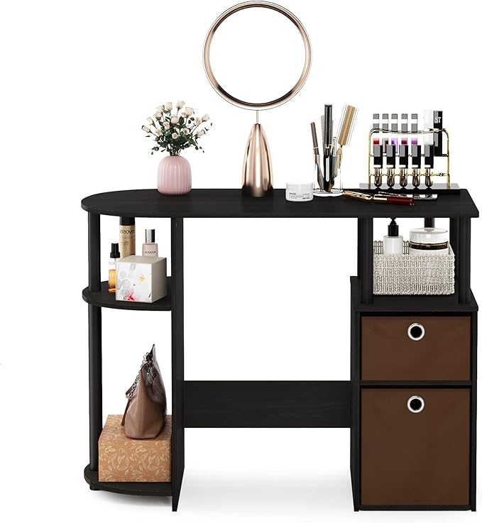 FURINNO Jaya Computer Study Desk with Bin Brown