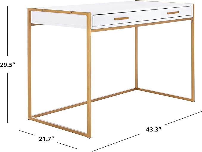 Safavieh Home Office Elodie Modern White and Gold 1-drawer Desk