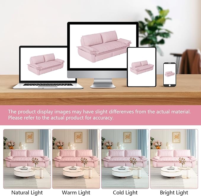 73.2 Queen Size Sofa Bed 3 in 1 Convertible Pull Out Sleeper Sofa with Thicked Cushions and Side Storage Velvet Loveseat Couch for Home Living Room Bedroom Apartment Lounge Small Spaces Pink