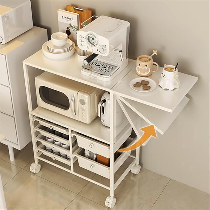 Mobile Filing Cabinet with Wheels File Storage Cabinet Kitchen Microwave Shelving Coffee Maker Stand Trolley File Cabinet