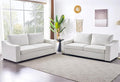 ELUCHANG 85 Modern Sofa Couches for Living Room 3 Seater Natural Linen Sofa with Extra Deep Seats Upholstered Cushion&ampDetachable Cover Comfy Couch for Small Space Apartment White 2PC | Brea