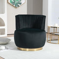 LUMISOL 360 Degree Swivel Velvet Barrel Chair Stylish Upholstered Cuddle Chair with Wrap Around Backrest and Angled Armrests Cozy Fluffy Accent Sofa for Living Room Bedroom Office Black