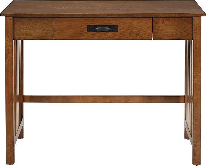 OSP Home Furnishings Sierra Writing Desk with Pull-Out Drawer and Mission Style Side Panels Ash Brown