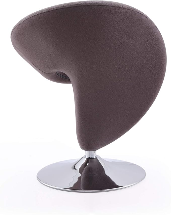 Manhattan Comfort Curl Swivel Accent Chair Set of 2 with 360° Turn Fully Assembled Upholstered in Wool Blend Modern Ergonomic Design with Polished Chrome Base Living Room &amp Office Set of 1 G