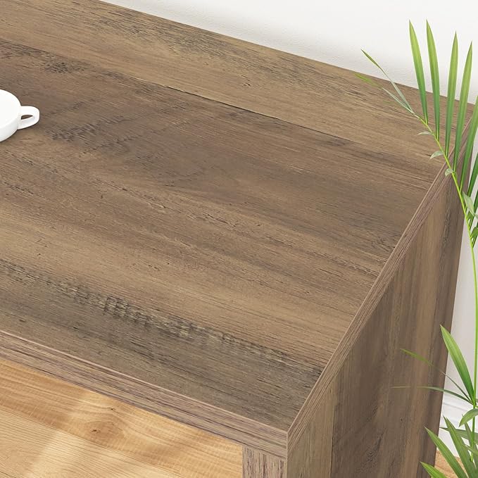 HSH L Shaped Desk with Storage Drawers Shelves Large Corner Computer Table in Home Office Industrial Wood Desk for Executive Writing Work Study Rustic Oak 55 Inch