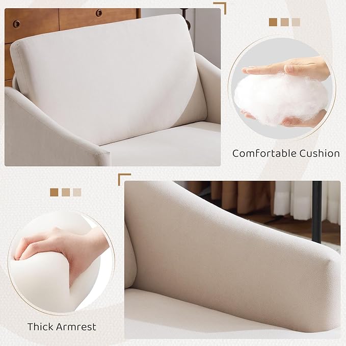 Bezseller Oversized Accent Chairs Set of 2 41'' Wide Accent Chairs with 2 Pillows for Living Room &amp Bedroom Modern Reading Chair Upholstered Single Sofa Chair Comfy Living Room Chair Beige