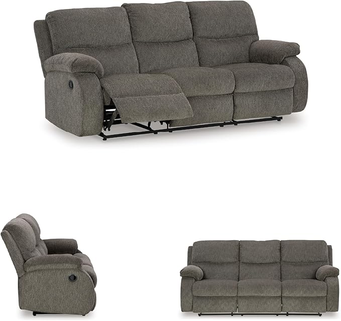 Signature Design by Ashley Scranto Contemporary Manual Reclining Sofa Gray