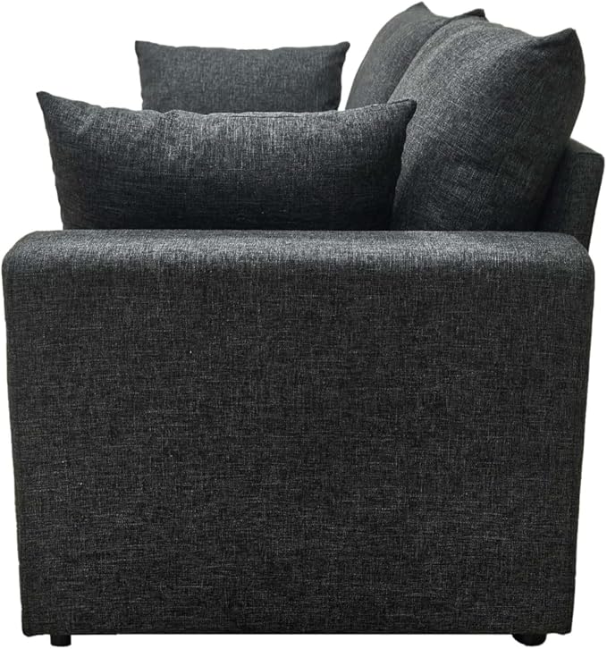 71 Modern Loveseat Sofa with Deep Seat Comfortable Couch with 2 Removable Pillows Minimalist Upholstered Sofa with Sturdy Frame for Living Room Office Studio Dark Gray