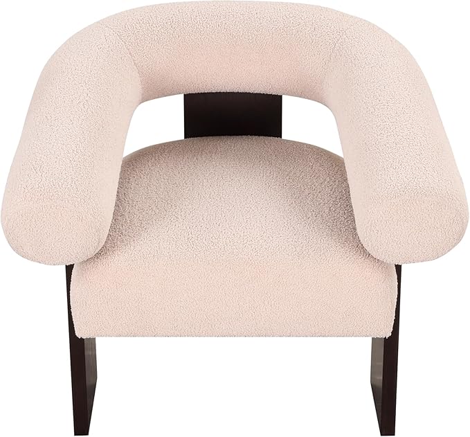 Generic The Curved Wishbone Frame Accent Chair Velvet for Living Room Beige