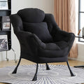 Lazy Chair for Living Room Large Black Accent Chair with a Throw Pillow Leisure Sofa Chair Set Comfy Reading Chair for Bedroom Dorm Room Office