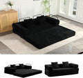 Convertible Sleeper Sofa Bed Compression Folding Sofa with Pillow No Assembly Required Shape Frame Floor Sofas Lounge Couch for Living Room Bedroom Small Spaces(Corduroy 77''W Black)