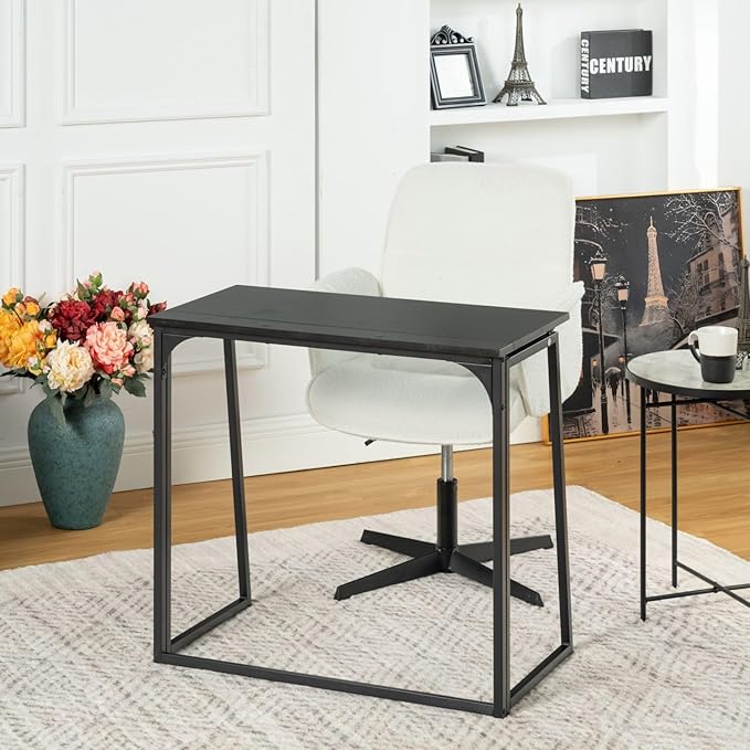 Homy Casa 31.5 Home Office Foldable Desk Space-Saving Study-Workstation for Small Spaces Ideal for Dorm Living Room and Bedroom (Black)