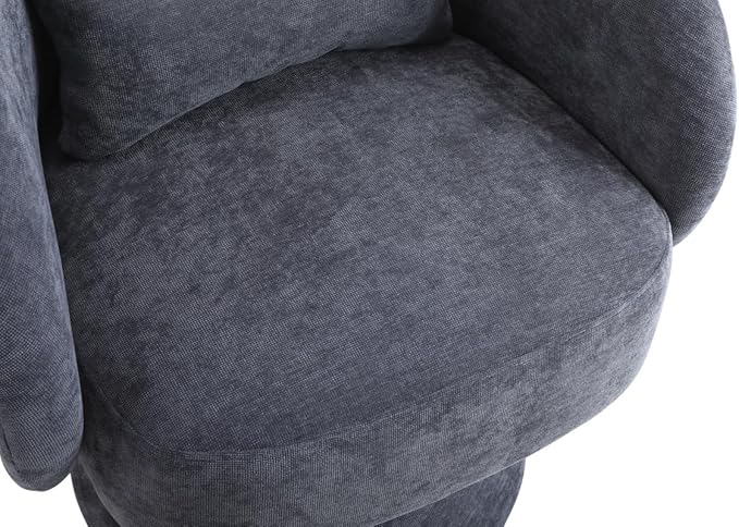 Swivel Accent Chair Swivel Barrel Chair with Pillow 360 Degree Swivel Armchair Round Club Chair for Living Room Bedroom Office Lounge (Dark-Gray+Linen)