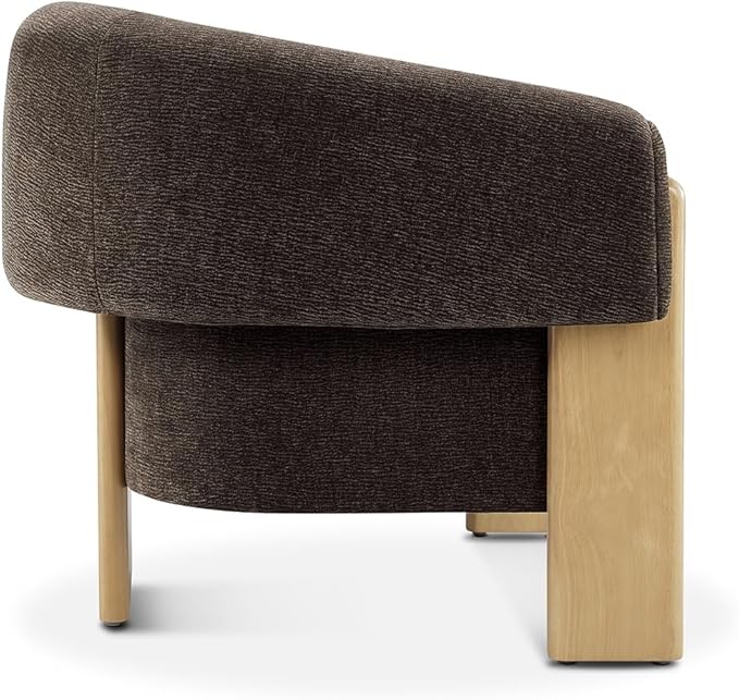 CHERS Mid-Century Modern Accent Chair Upholstered Vintage Living Room Chairs with Wood Legs Luxury Velvet Fabric Green Accent Chair Comfy Lounge Armchair for Reading Nook Bedroom Office (Espresso)