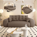 79 Modern Brown Teddy Convertible Futon Couch Sofa Bed 3 in 1 Pull Out Memory Sleeper Cloud Sofas Double Full Size Boneless Love Seat Beds for Living Room Dorm ApartmentBedroom (Brown)