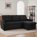 82 Pull Out Sofa BedL-Shape Modern Sleeper Sofa Upholstered Sectional Couch with USB Port and Side Pockets for Living RoomGuest Room (Black)