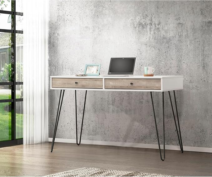 Taupe Oak Storage Desk - Modern Home Office &amp Study Space