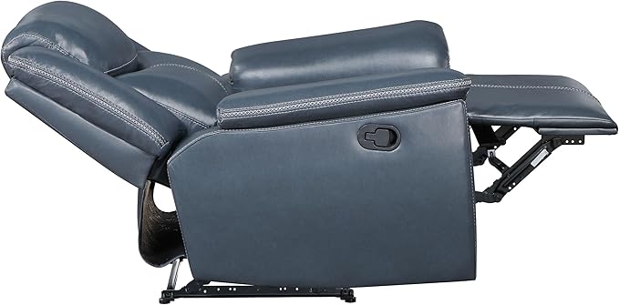 Coaster Home Furnishings - Sloane - Faux Leather Upholstered Recliner Chair with Manual Reclining Padded Arms and Pull Handle - Living Room - Blue - 610273