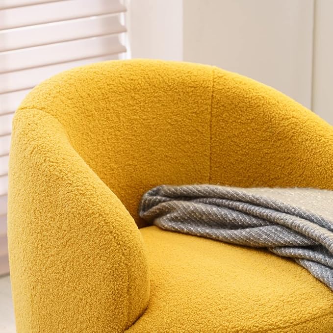 Antetek Small Swivel Chair Club 360 Degree Swivel Barrel Chair Modern Leisure Arm Chair for Nursery Living Room Hotel Bedroom Office Lounge Yellow