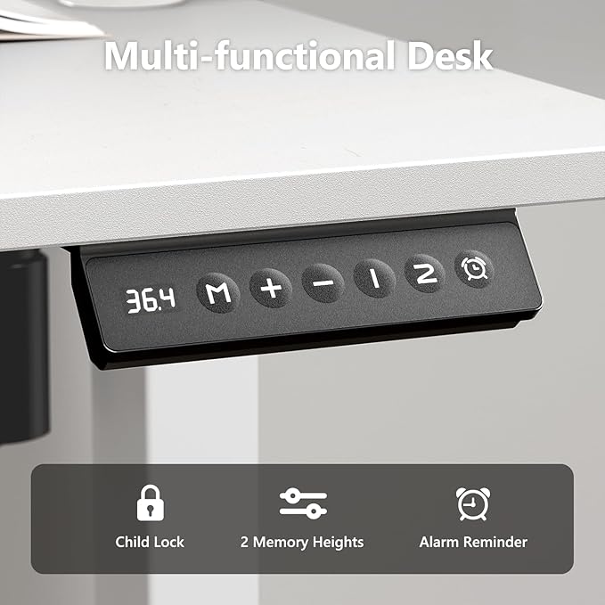 Electric Standing Desk 48 x 24 Inches Height Adjustable Sit Stand Computer Desk Home Office with Memory Presets (Spliced DesktopWhite)