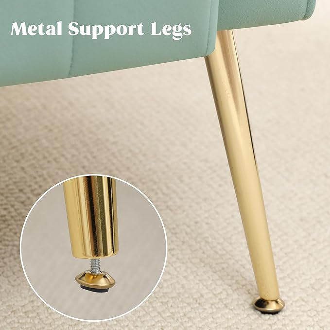 Accent Chairs Set of 2Upholstered Living Room ChairsHigh Back Arm Chairs with Metal Legs Lumbar Reading Chairs for Living RoomBedroom Apartment Lake Green