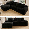 104 Boneless Couch with Chaise Sectional Couches for Living Room L Shaped Couch 4 Seat SofaCompression Sofa for Bedroom Comfy No Assembly Corduroy (Black Left)