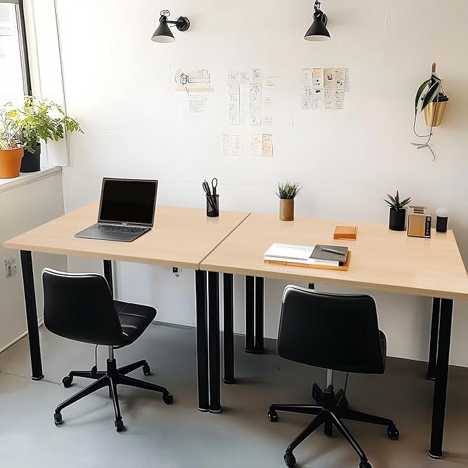 Kaboon Universal Tabletop 45.67x23.62 Solid One-Piece Melamine Table Top Double Desk L-Desk DIY Home and Office Light Walnut